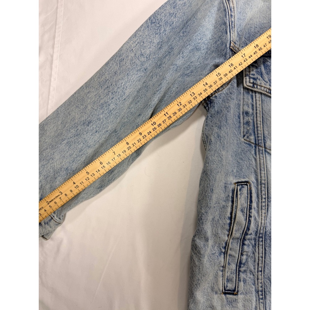 We The Free Denim Jacket Women L Blue Distressed Hooded Oversized OB622 - Picture 5 of 7